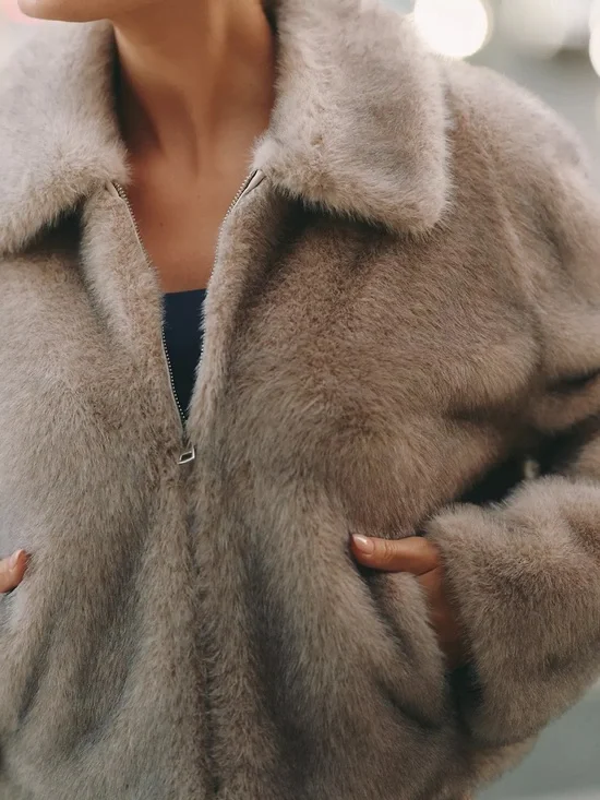 Anthropologie Rae Faux Fur Crop Jacket by Maeve - Picture 4 of 9